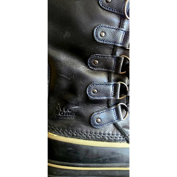 Sorel Joan of Arctic Waterproof Snow Boots Black/Navy Fur | Women’s 7 - Picture 6 of 10